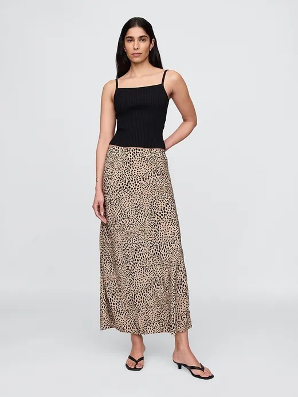 GAP Crepe Leopard Slip Skirt